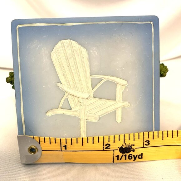 Hand Painted Resin 3D Chair Beach View Set, Stand with 4 Coasters, A. Richesco - Picture 7 of 10
